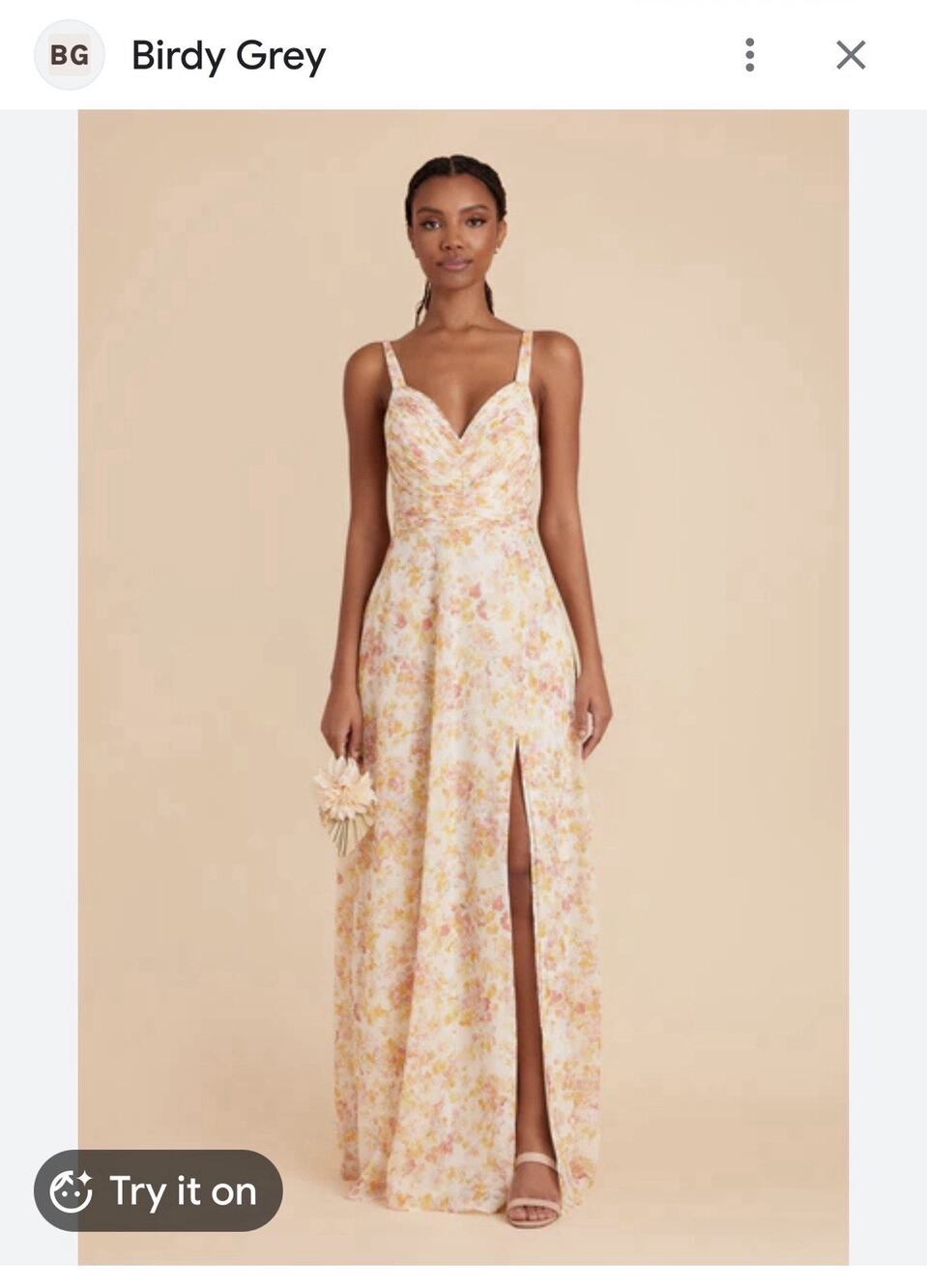 Birdy Grey Kira Floral A-Line Sweetheart Maxi Sleeves Sz S Multicolor Bridal